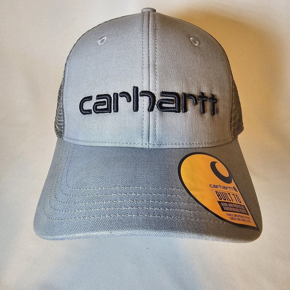 Carhartt Trucker Hat Gray Mesh Snapback Twill Front Built To Work OSFM Outdoor